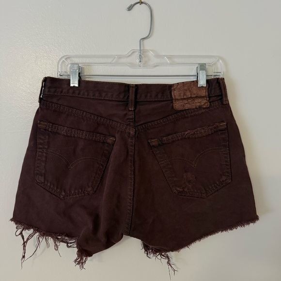 Vintage Y2K Levi's 501 Brown Distressed Jean Shorts Womens Sz 12 W32in Grunge - Picture 2 of 15